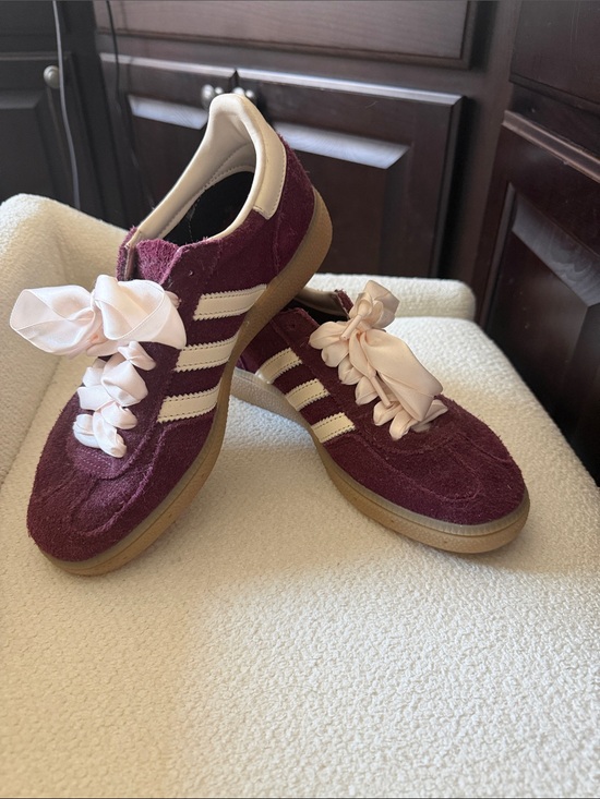 adidas Shoes - adidas spezial Burgundy Suede Sneakers with light Pink Ribbon Laces